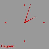 Best call rates from Australia to CAYMAN ISLANDS. This is a live localtime clock face showing the current time of 5:29 am Wednesday in Cayman.