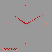 Best call rates from Australia to JAMAICA. This is a live localtime clock face showing the current time of 11:34 pm Tuesday in Jamaica.