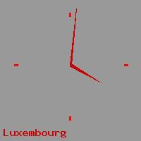 Best call rates from Australia to LUXEMBOURG. This is a live localtime clock face showing the current time of 7:53 am Wednesday in Luxembourg.