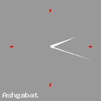 Best call rates from Australia to TURKMENISTAN. This is a live localtime clock face showing the current time of 2:08 pm Monday in Ashgabat.
