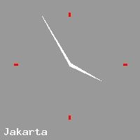 Best call rates from Australia to INDONESIA. This is a live localtime clock face showing the current time of 3:43 pm Monday in Jakarta.