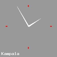 Best call rates from Australia to UGANDA. This is a live localtime clock face showing the current time of 1:30 pm Monday in Kampala.