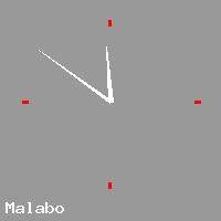 Best call rates from Australia to EQUATORIAL GUINEA. This is a live localtime clock face showing the current time of 7:55 pm Tuesday in Malabo.