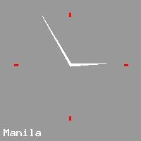 Best call rates from Australia to PHILIPPINES. This is a live localtime clock face showing the current time of 12:38 am Monday in Manila.