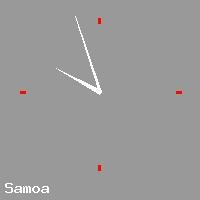 Best call rates from Australia to SAMOA. This is a live localtime clock face showing the current time of 11:40 pm Sunday in Samoa.