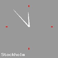 Best call rates from Australia to SWEDEN. This is a live localtime clock face showing the current time of 9:59 pm Tuesday in Stockholm.