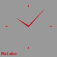 Best call rates from Australia to EQUATORIAL GUINEA. This is a live localtime clock face showing the current time of 10:29 pm Tuesday in Malabo.
