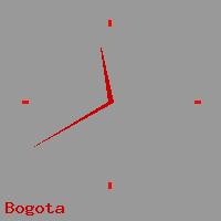 Best call rates from Australia to COLOMBIA. This is a live localtime clock face showing the current time of 2:36 pm Tuesday in Bogota.