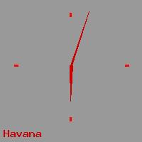 Best call rates from Australia to CUBA. This is a live localtime clock face showing the current time of 10:53 pm Monday in Havana.