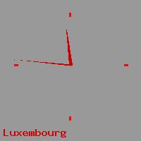 Best call rates from Australia to LUXEMBOURG. This is a live localtime clock face showing the current time of 10:52 pm Tuesday in Luxembourg.