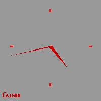 Best call rates from Australia to GUAM. This is a live localtime clock face showing the current time of 11:23 pm Friday in Guam.