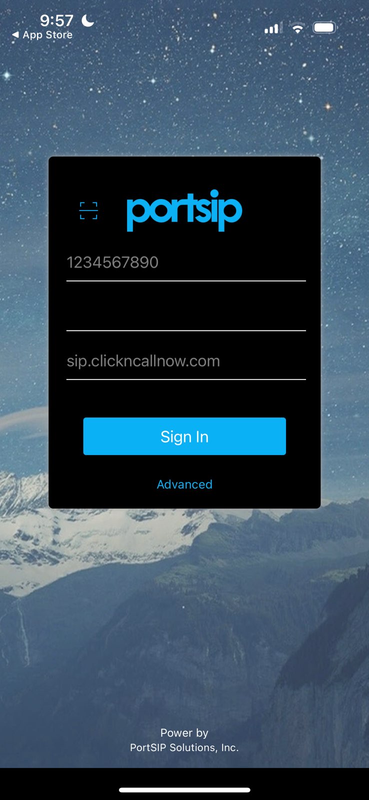 sip phone login screen